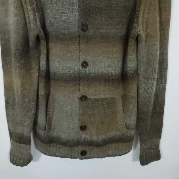 Lucky Brand Cardigan Wool Sweater Men's Medium Gray Brown Button Up Knit Coat - Picture 5 of 12
